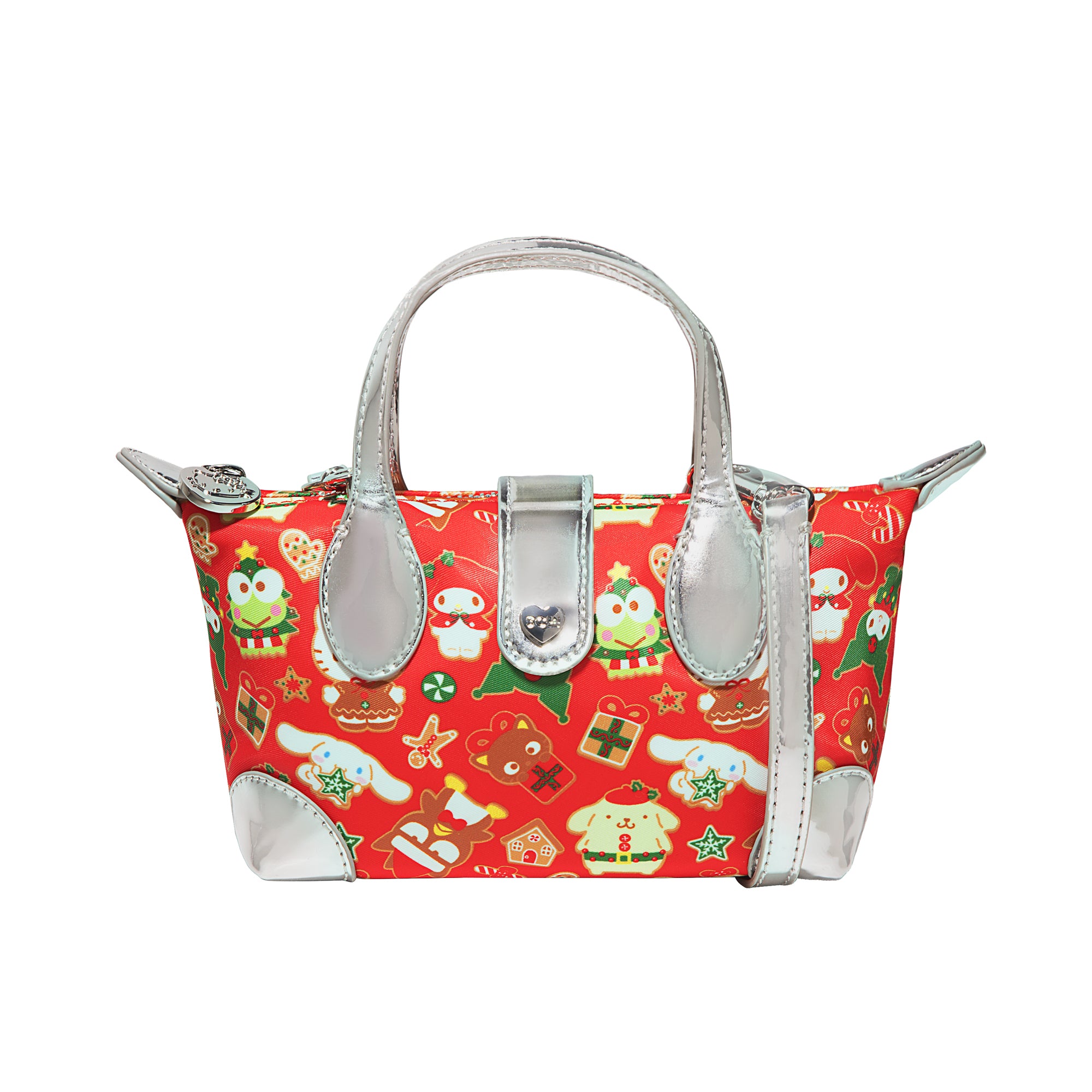 Hello Kitty and Friends holiday crossbody purse with festive print, styled for holiday outings