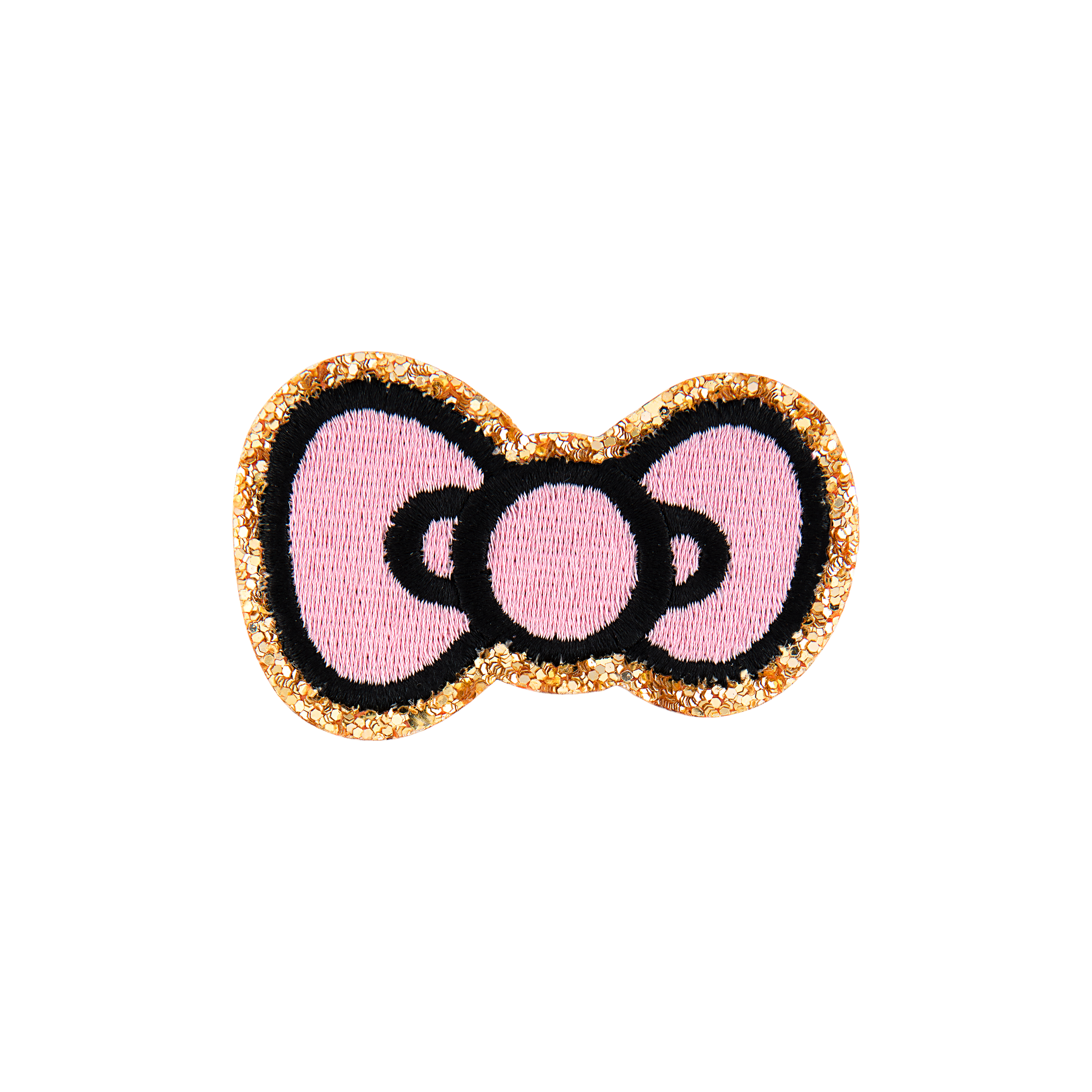 Close-up of adhesive bow patch on NYC-styled denim jacket
