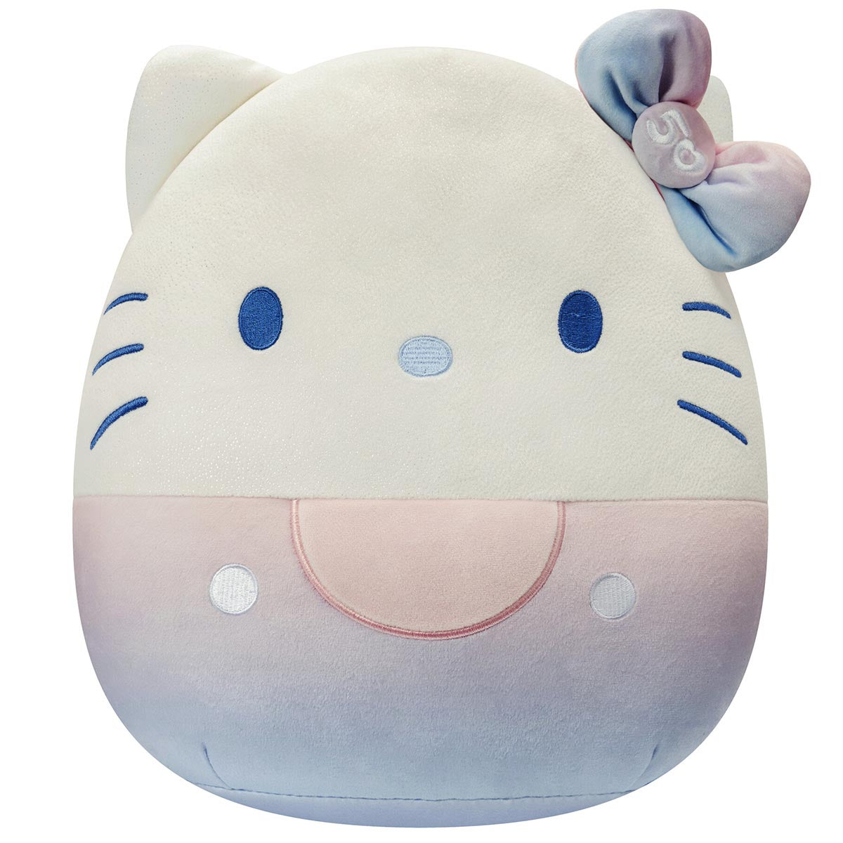 Hello Kitty 50th Anniversary Squishmallows displayed on a cozy bed with other Sanrio merch