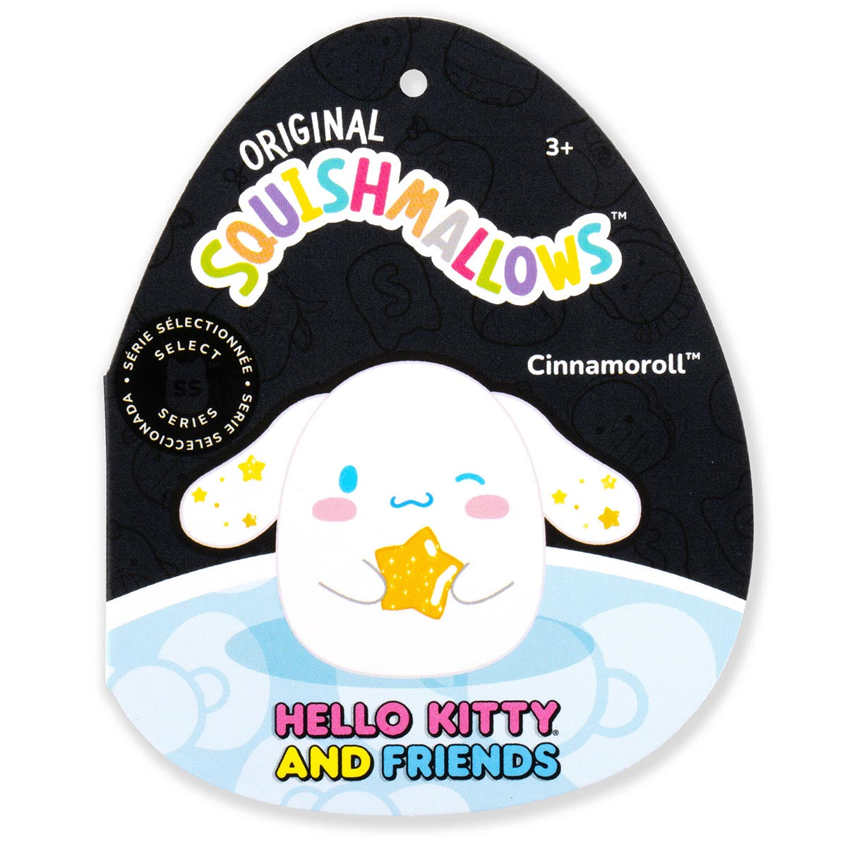 Hello Kitty Squishmallow collection featuring Cinnamoroll alongside other Sanrio characters