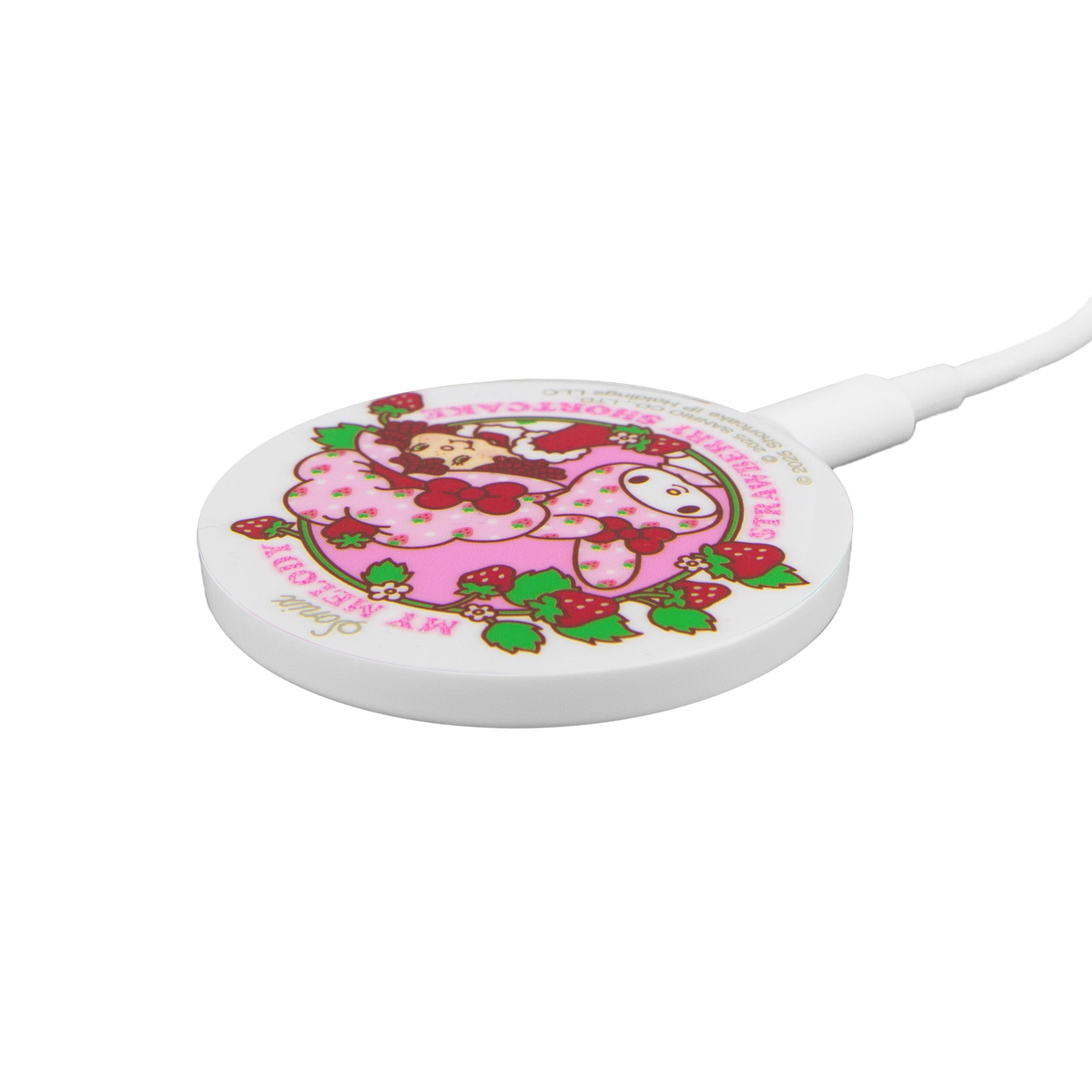 My Melody wireless charger in use with an iPhone.