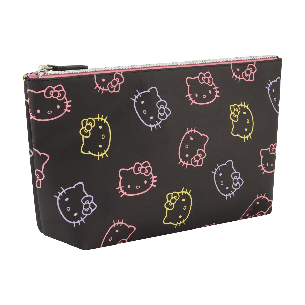 Makeup pouch held in hand, demonstrating its portable size for on-the-go use