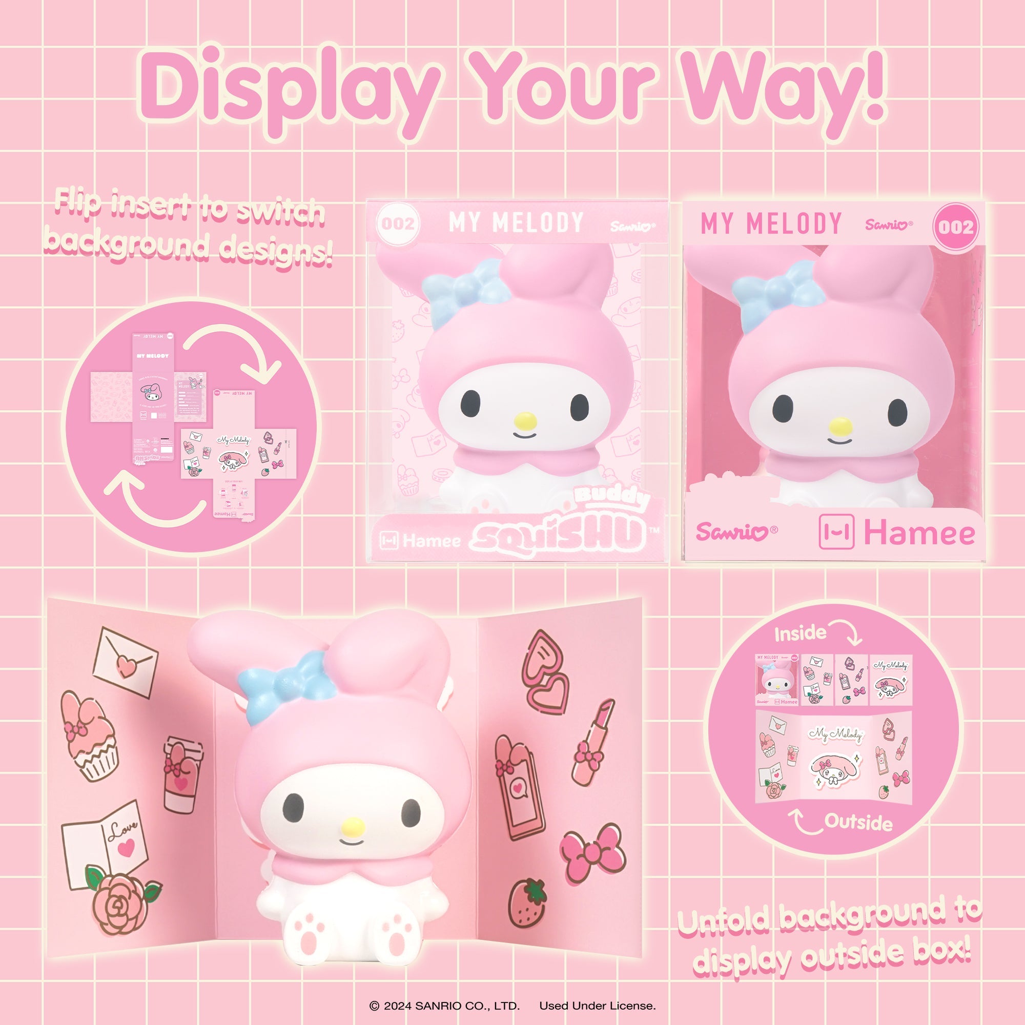 My Melody Squishy Toy in a customizable display box