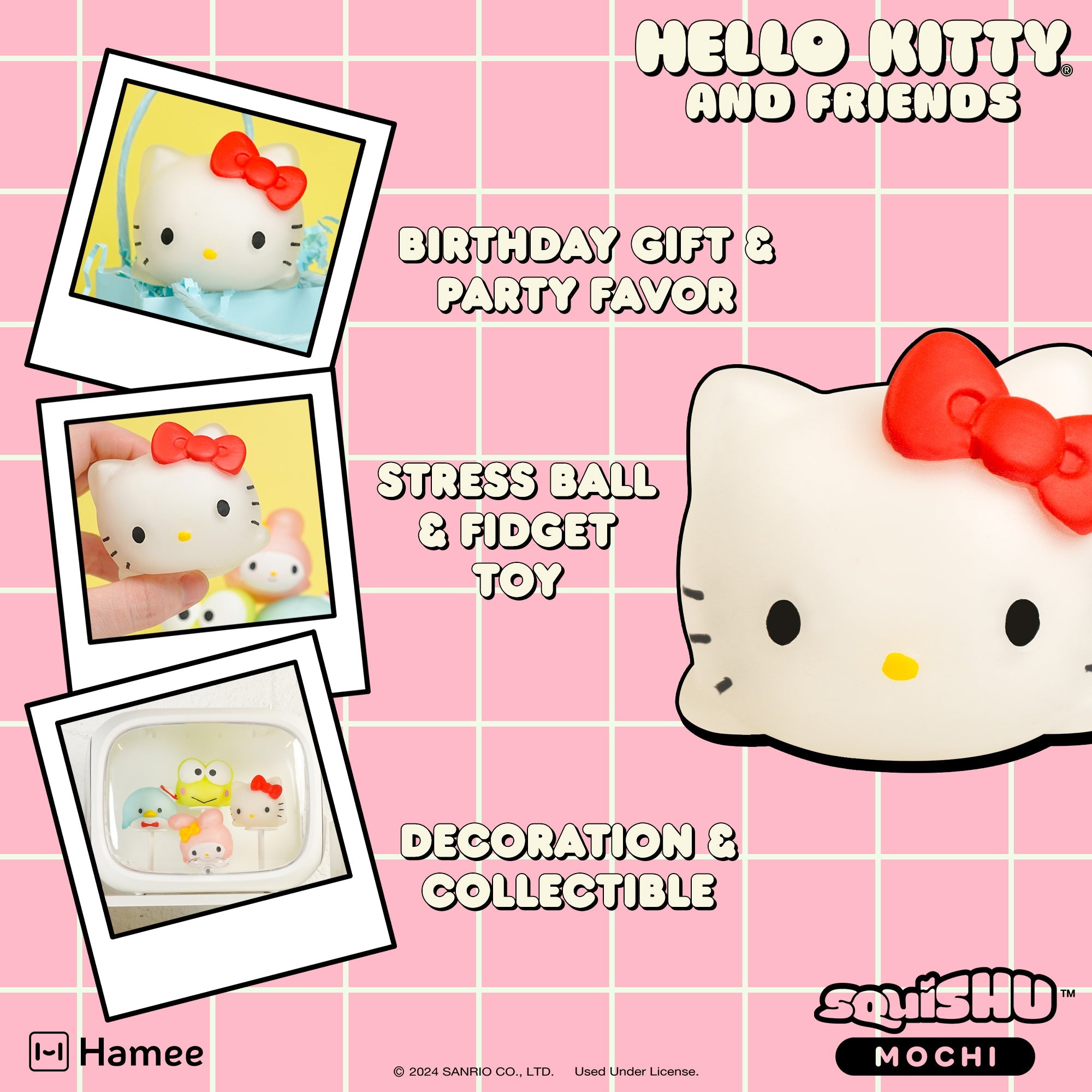 Mochi squishy toy showing the adorable faces of Hello Kitty and friends.