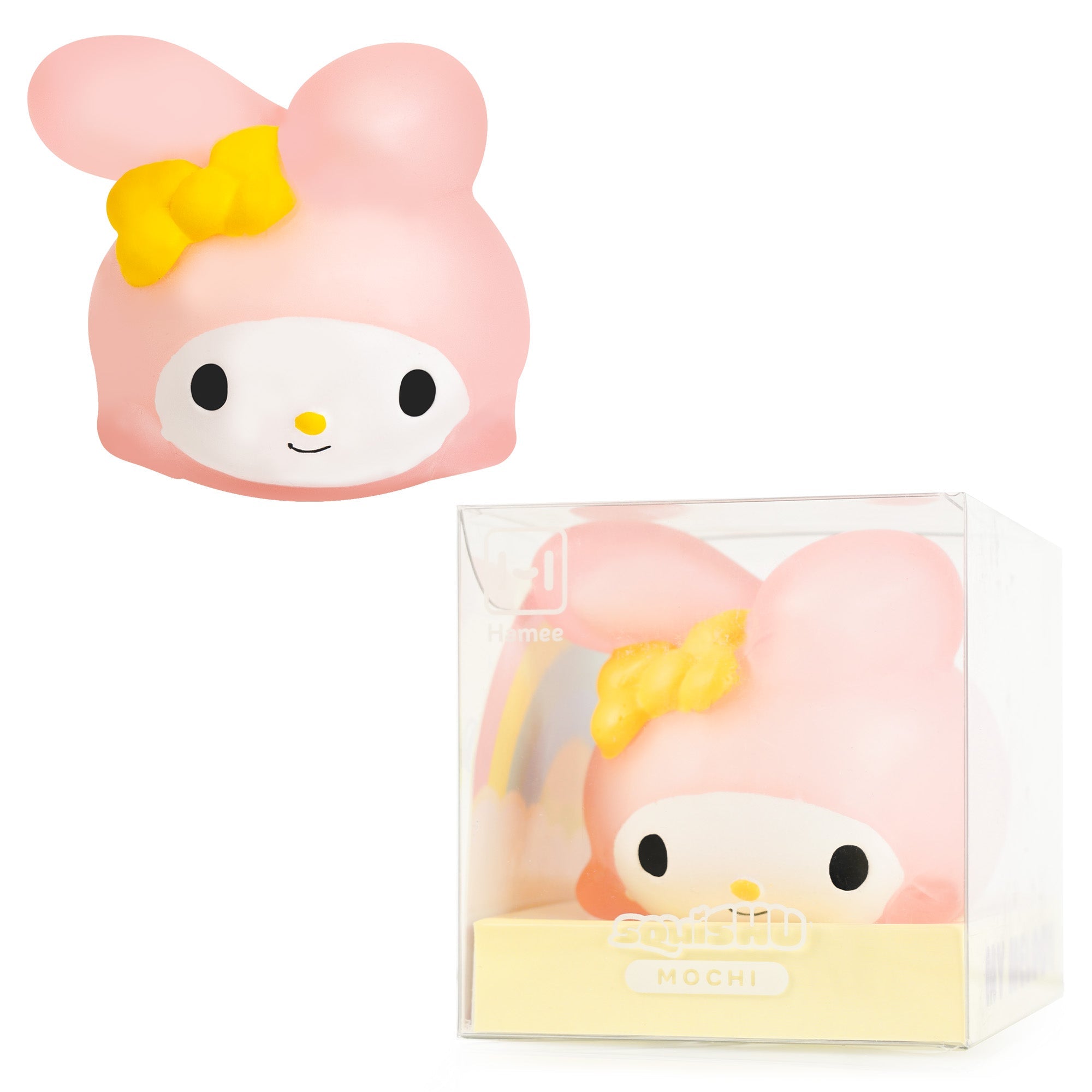Hello Kitty Mochi Squishy Toy being squeezed