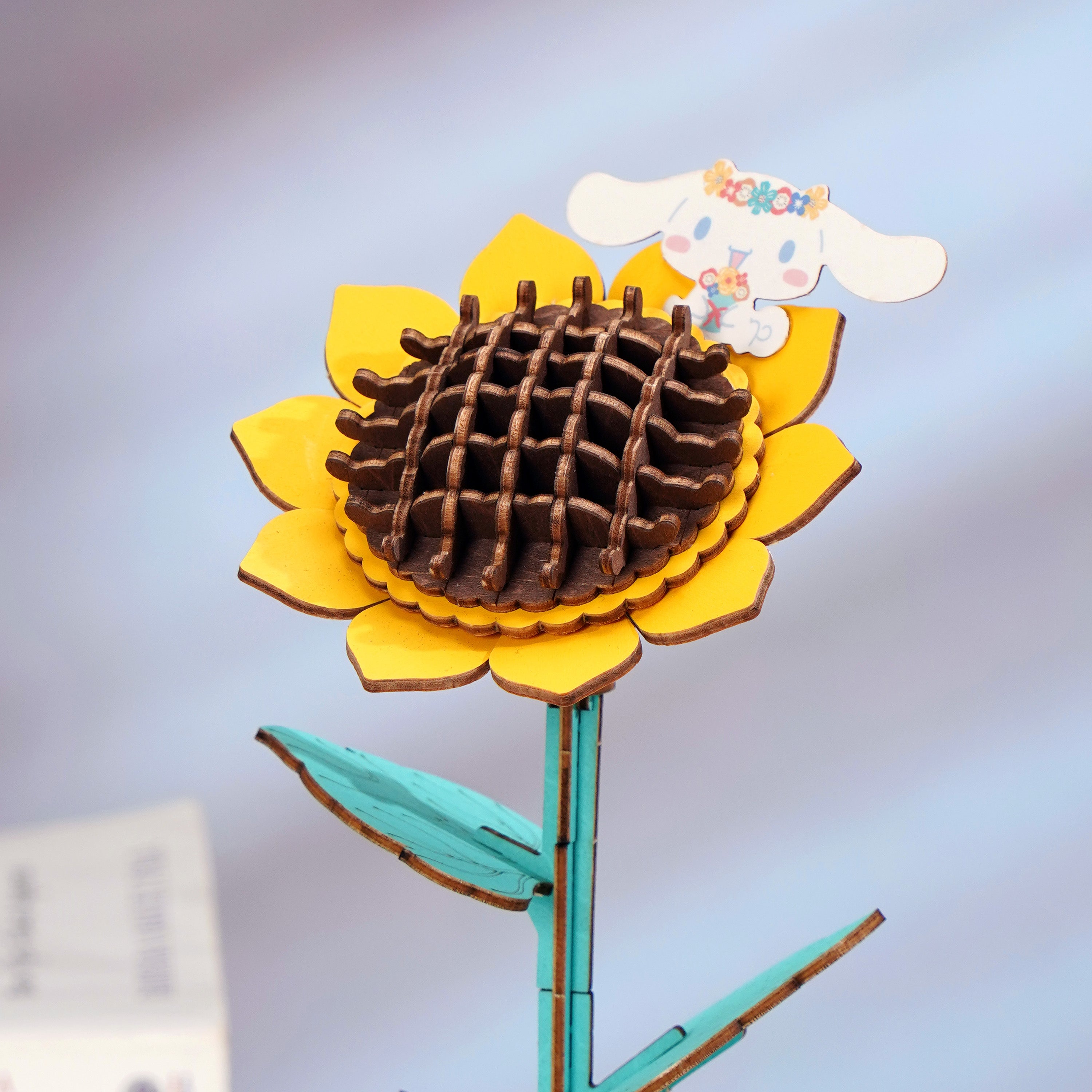 Cinnamoroll Sunflower 3D Wooden Puzzle Kit box and contents
