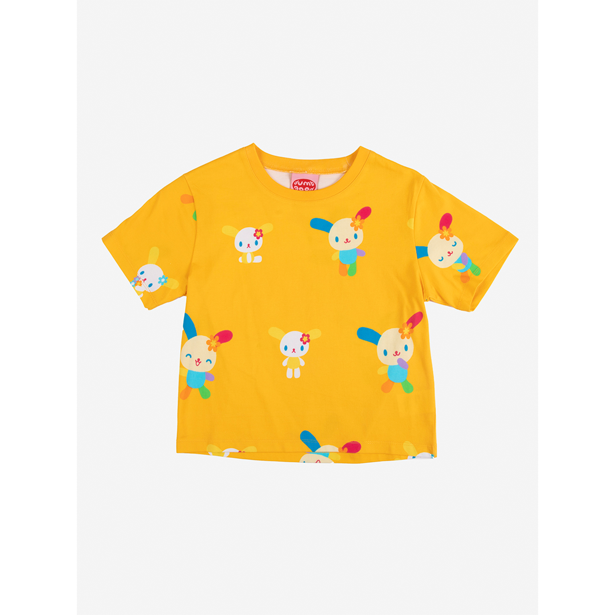 Front view of vintage black graphic tee with bright all-over print, perfect for streetwear outfits