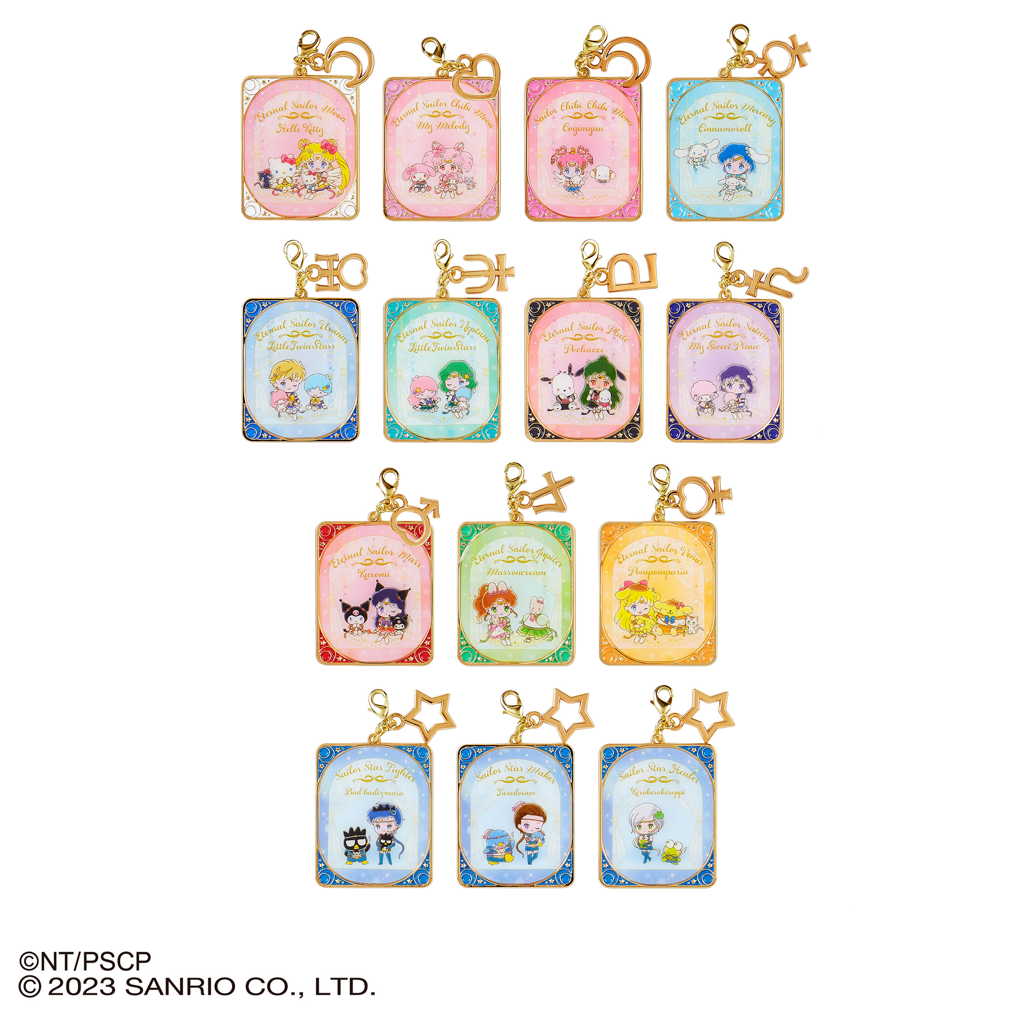 Front view of sailor moon charm bracelet with Sanrio pairing