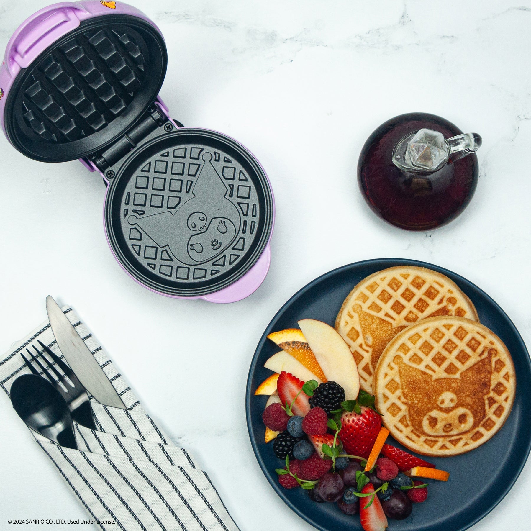 Kuromi Mini Waffle Maker in a bright kitchen setting