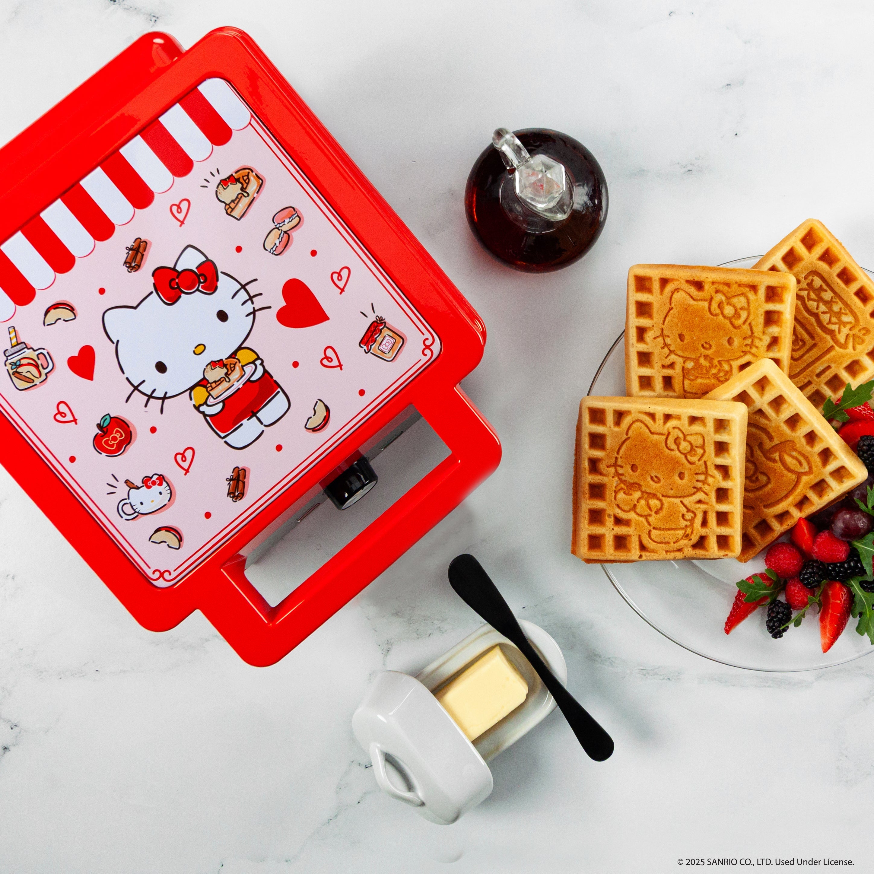 Close-up of the adjustable dial on the Hello Kitty waffle iron