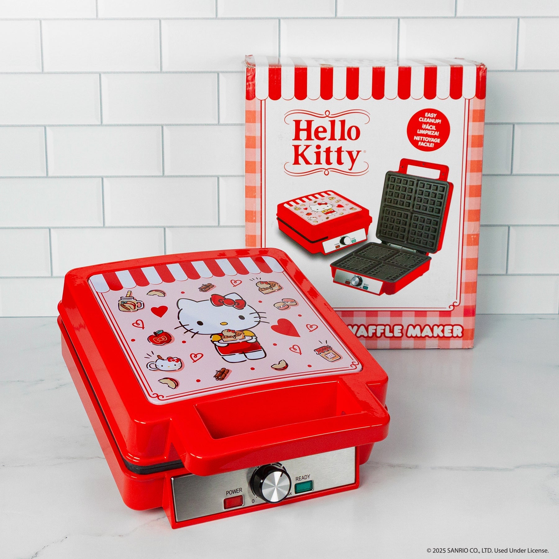 Close-up of the adjustable dial on the Hello Kitty waffle iron