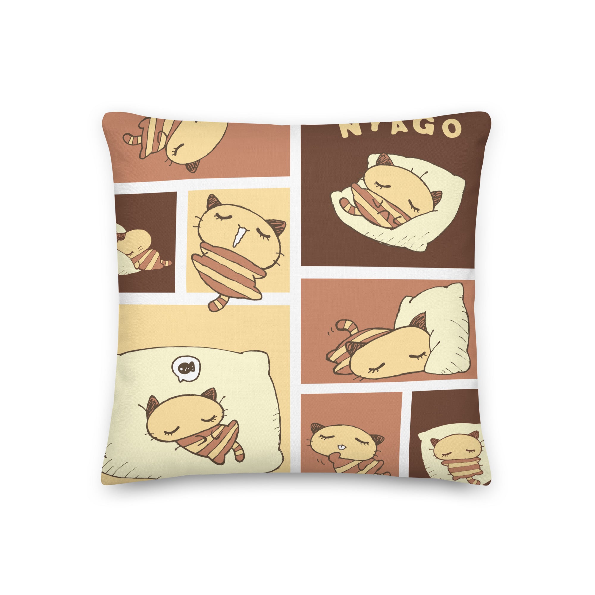 Close-up of Nyago luxury throw pillow in a cozy living room setting.