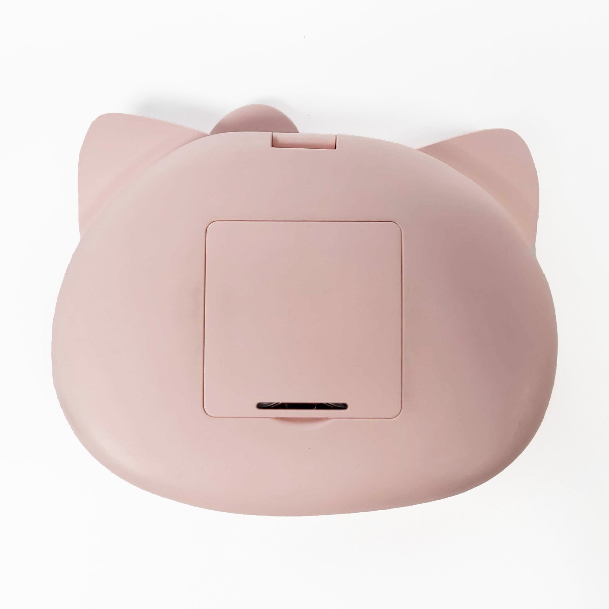 Open Hello Kitty LED light compact mirror with dual magnified and standard mirrors