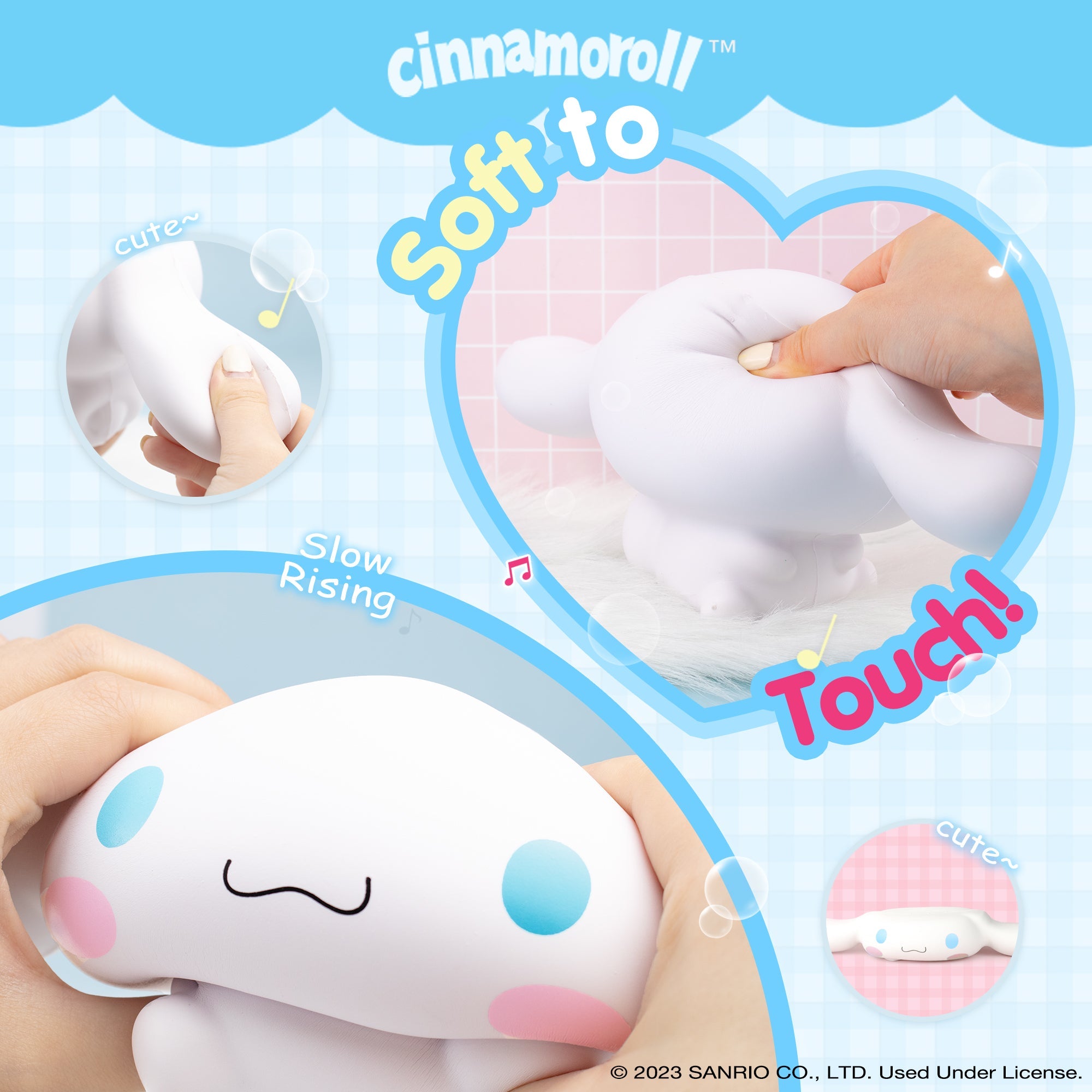 Hand pressing the jumbo squishy toy to show its slow-rising foam