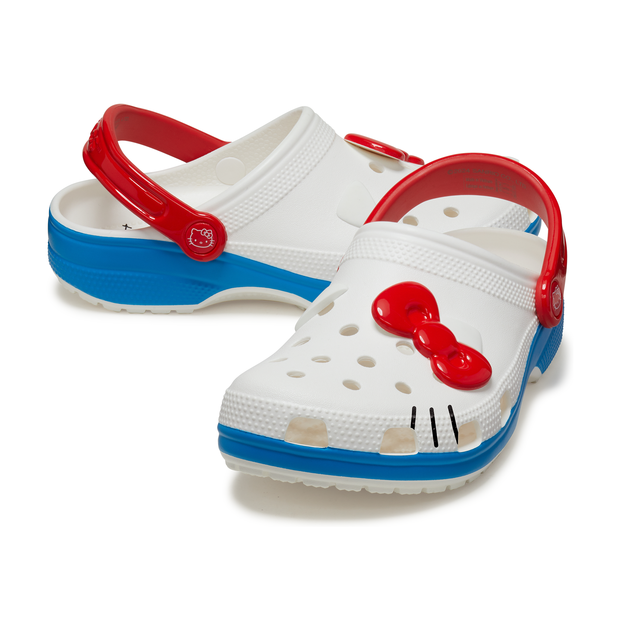 Hello Kitty Classic Clogs side view with red bow charm