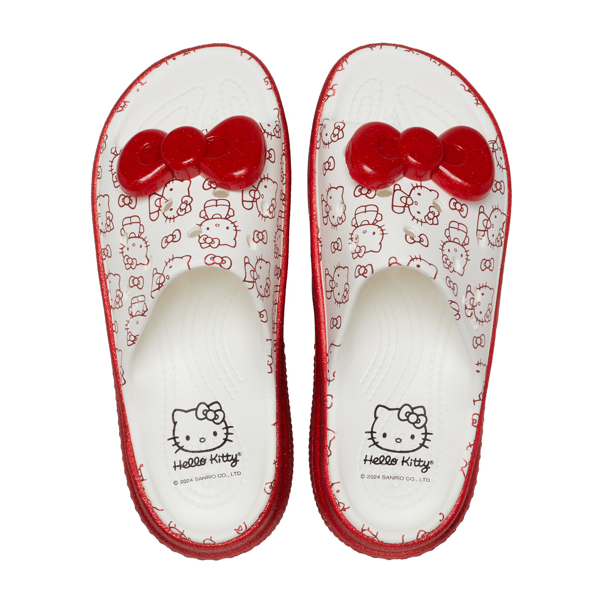 Close-up on ventilation ports and red bow charm—customizable with Jibbitz accessories.
