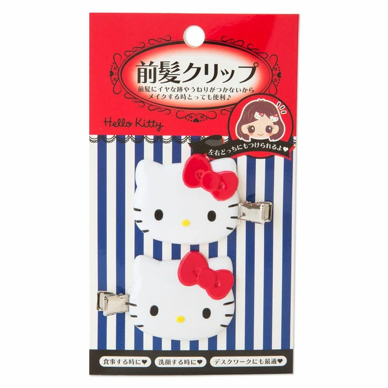 Close-up of a single red Hello Kitty mini hair clip showing its detailed design