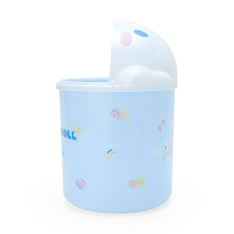 Sanrio character waste bin with swinging lid, ideal for bedroom use