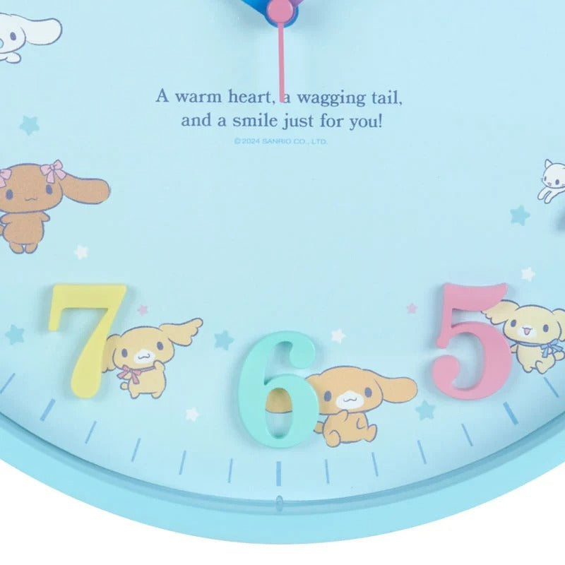 Cinnamoroll large wall clock showcasing colorful design for childrens room.