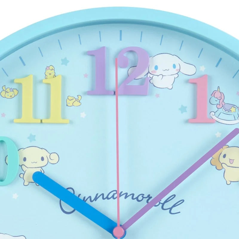 Adorable Cinnamoroll wall clock with three-dimensional numbers.