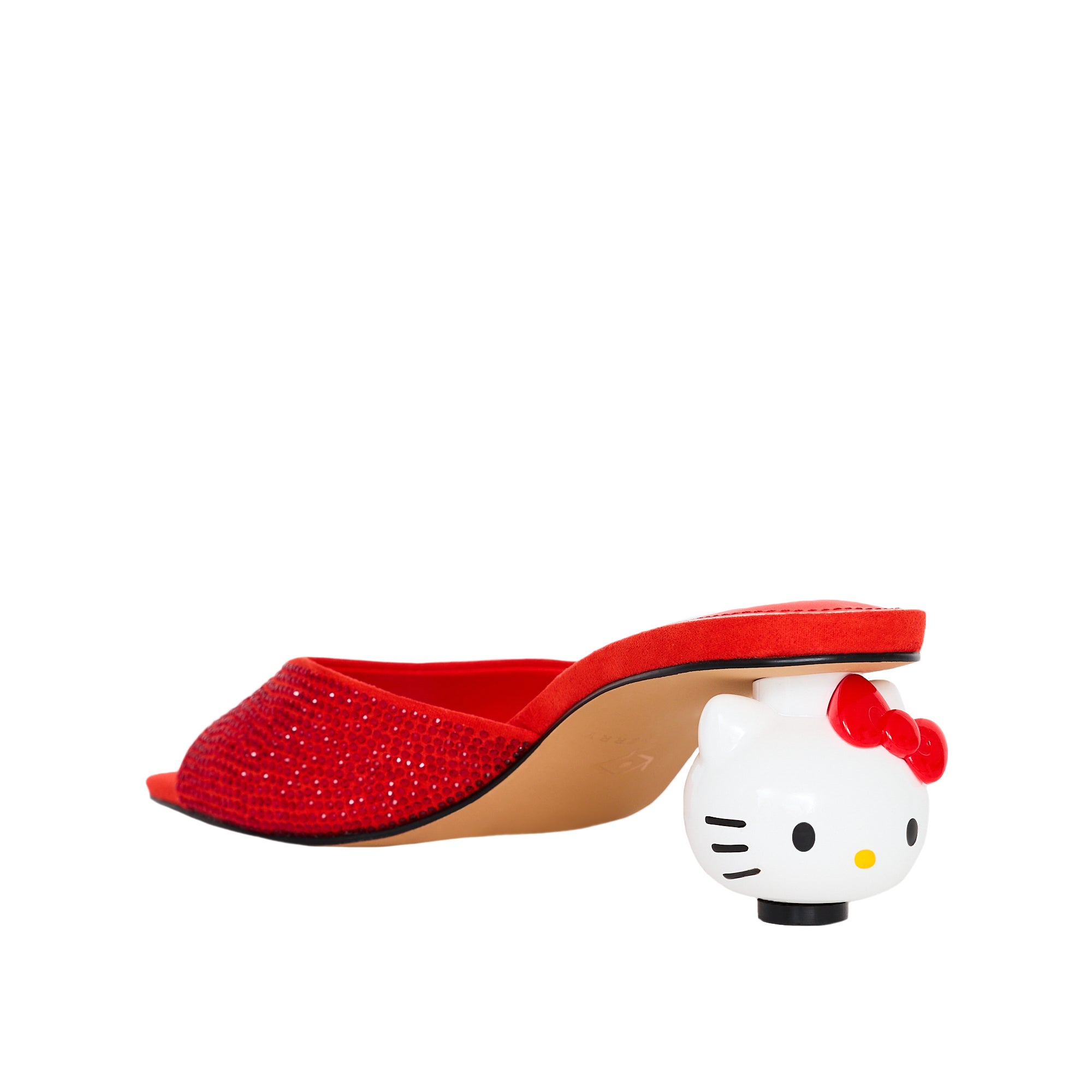 Detail close-up of Hello Kitty heel and plush lining design