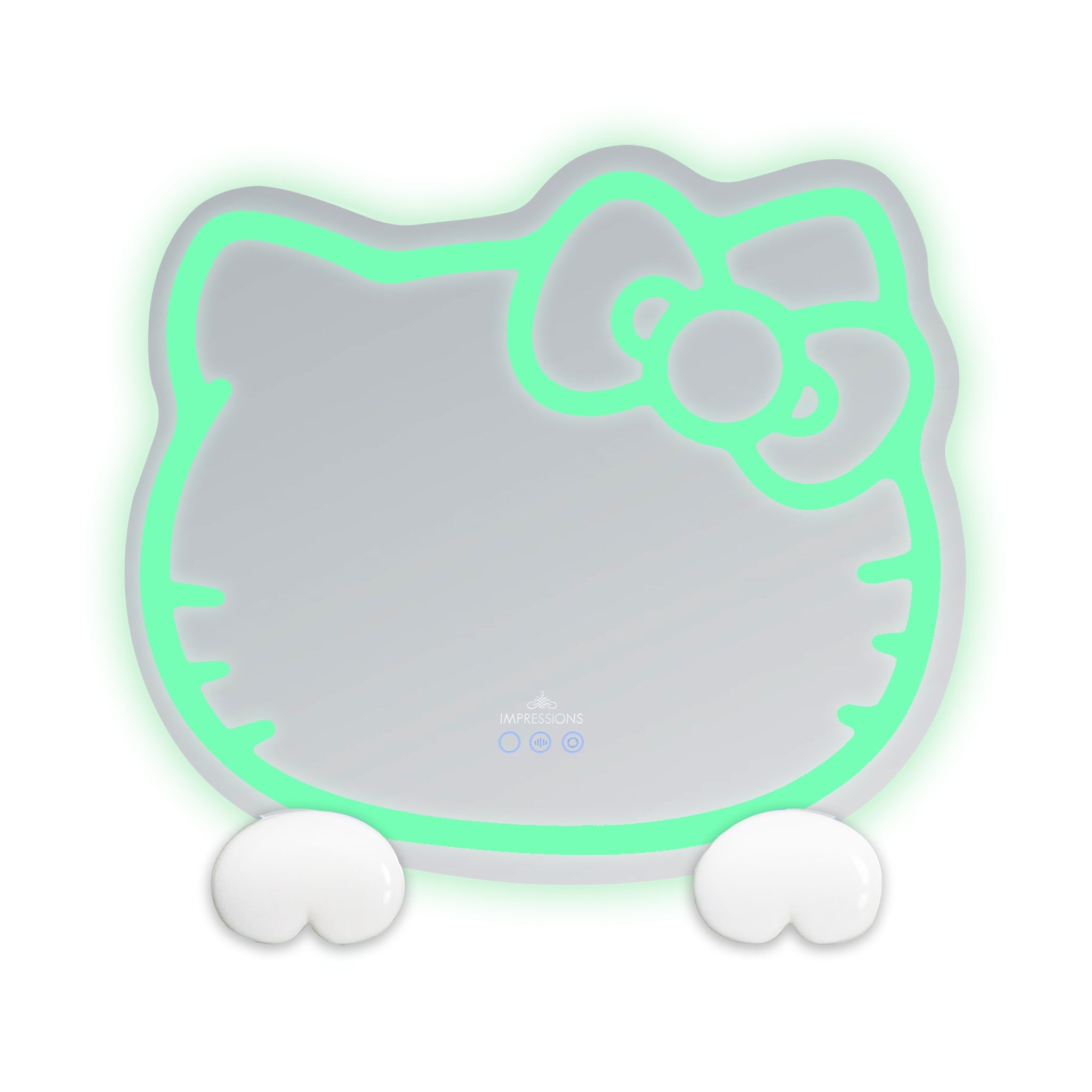 Hello Kitty Impressions Vanity Mirror 2.0 with specialty palm base on a desk