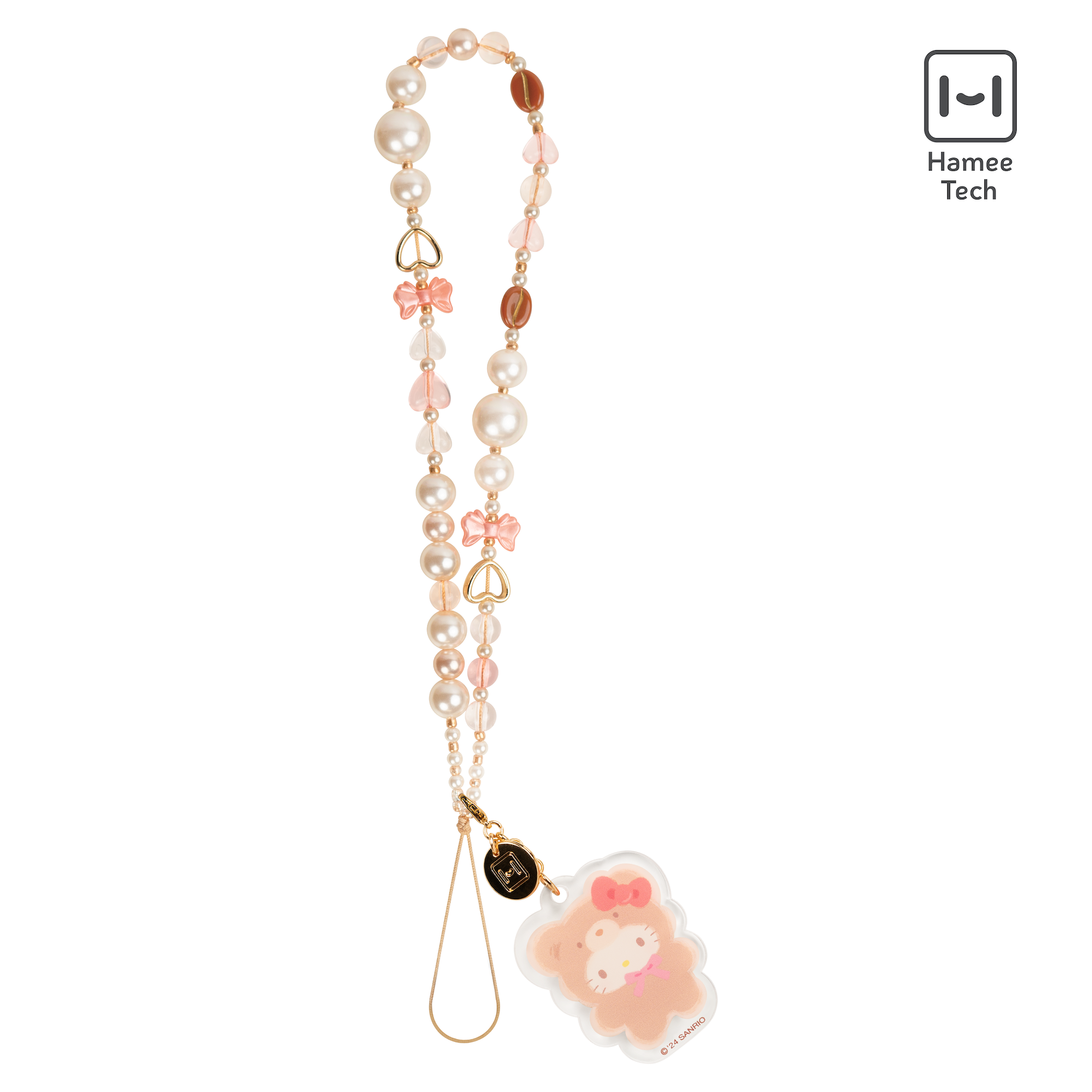 Hello Kitty Latte Bear phone strap with colorful beads and charms.