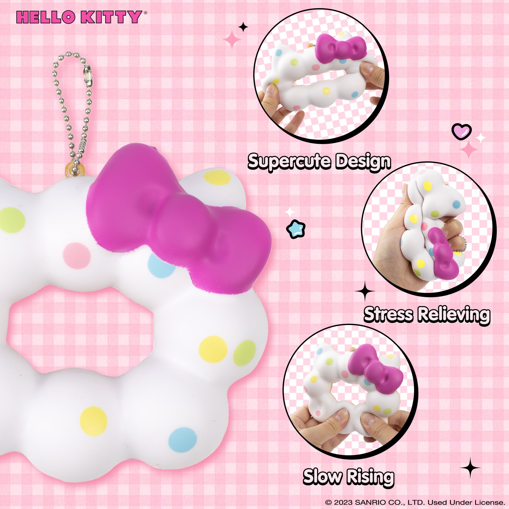 Hello Kitty squishy keychain in a surprise capsule, emphasizing the surprise element.