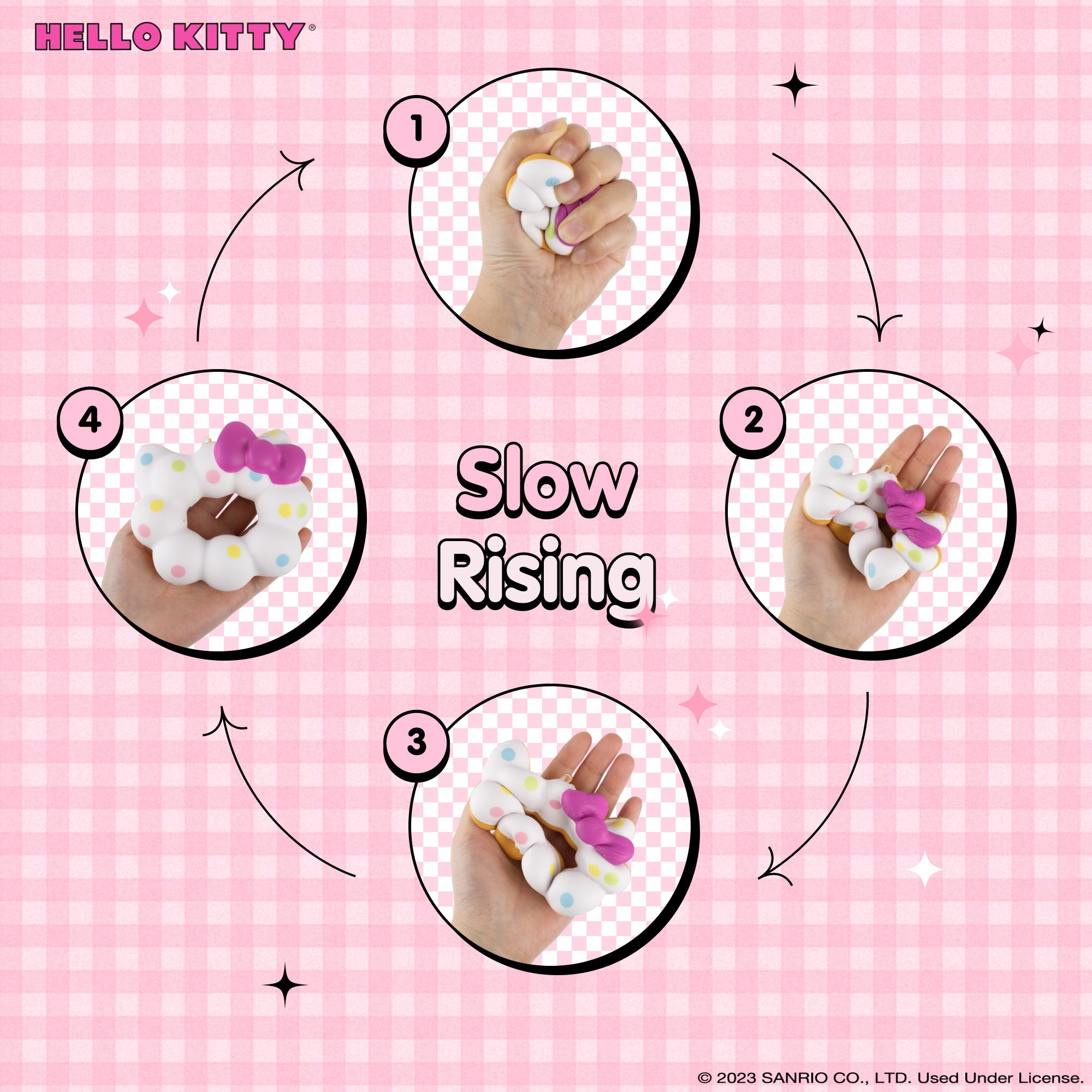 Hello Kitty squishy keychain in a surprise capsule, emphasizing the surprise element.