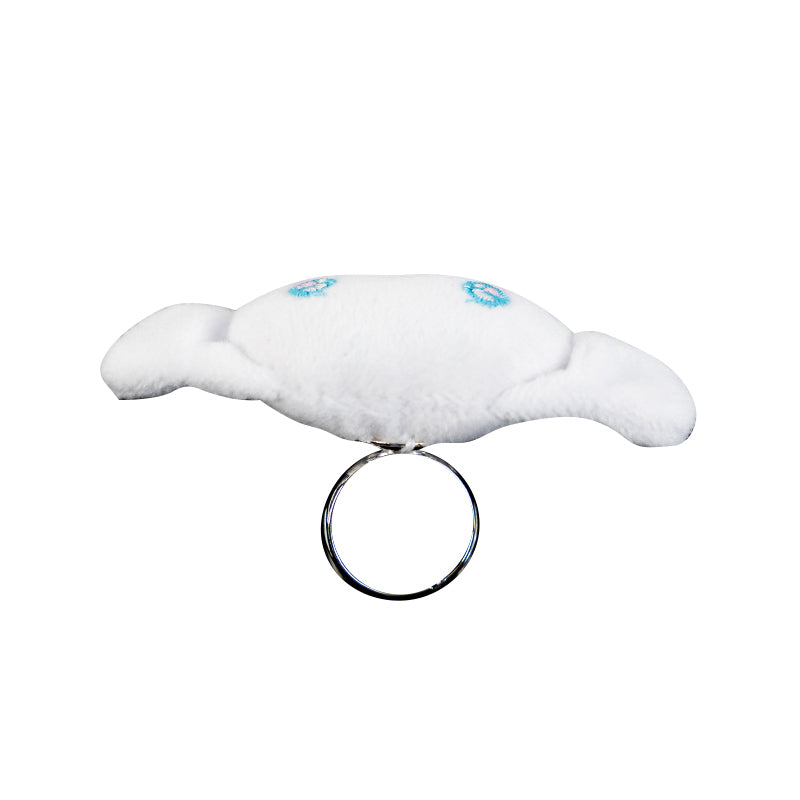 Side view of the mascot ring’s embroidered details and plush texture