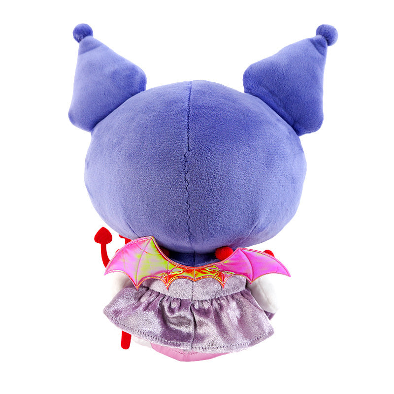 Kuromi 8" Dark Plush back view showing white wings and embroidered details