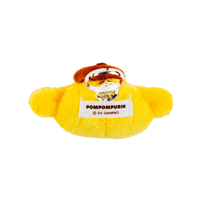 Side view of mascot plush ring highlighting compact size and wearable comfort