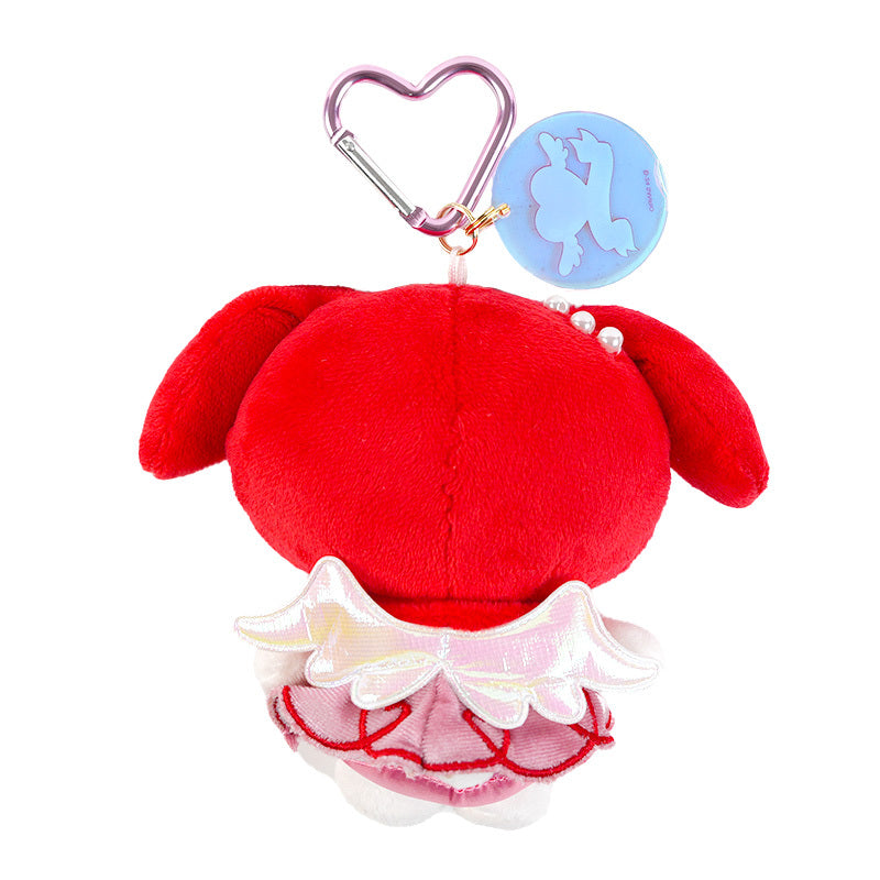 Colorful Sanrio plush toy featuring My Melody in vibrant pink and white with angel wings