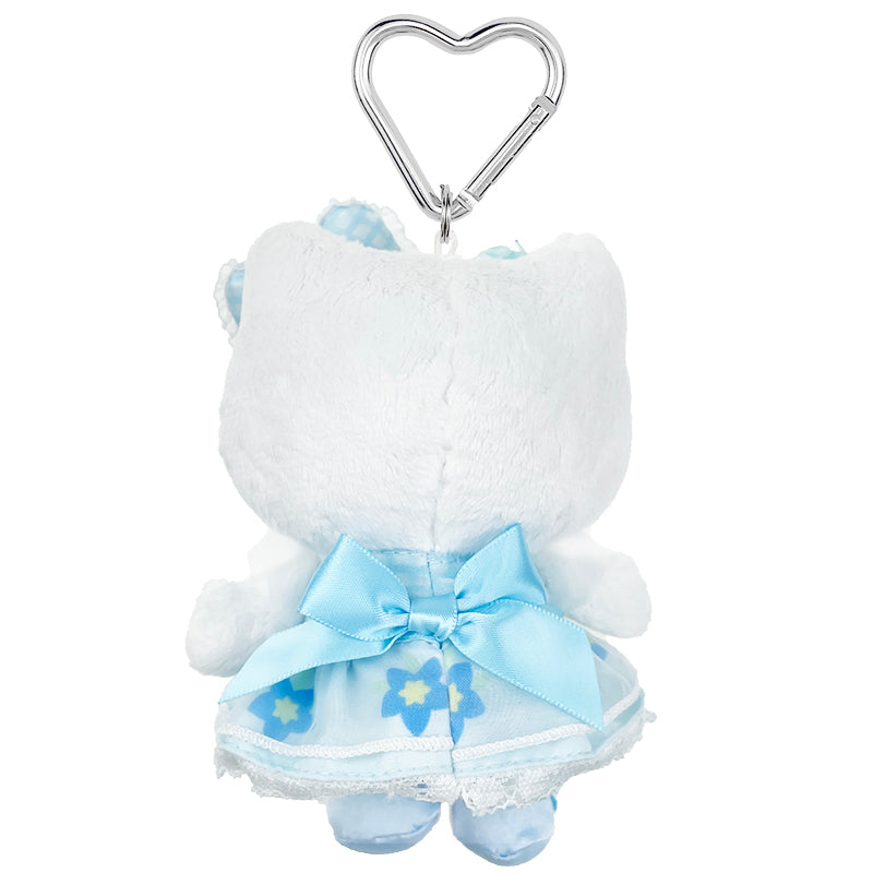 Side view showcasing floral details on Hello Kitty plush keychain.
