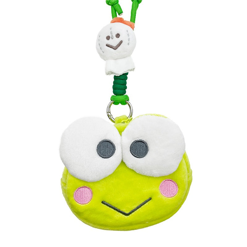 Keroppi lanyard pouch with mini zipper pouch attached, showcasing front design.