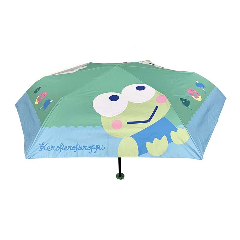 Keroppi umbrella fully opened showing candy-themed print, ideal for rainy walks