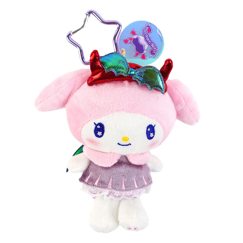 Miffy plush keychain with dark mascot design and red wings