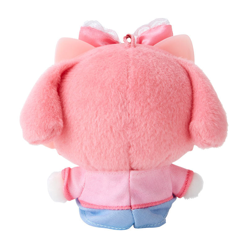 My Melody plush keychain displayed on a vintage-style bag, celebrating 90s Sanrio fashion