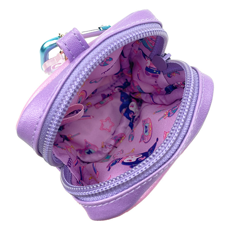 Open Kuromi pouch showing colorful internal lining