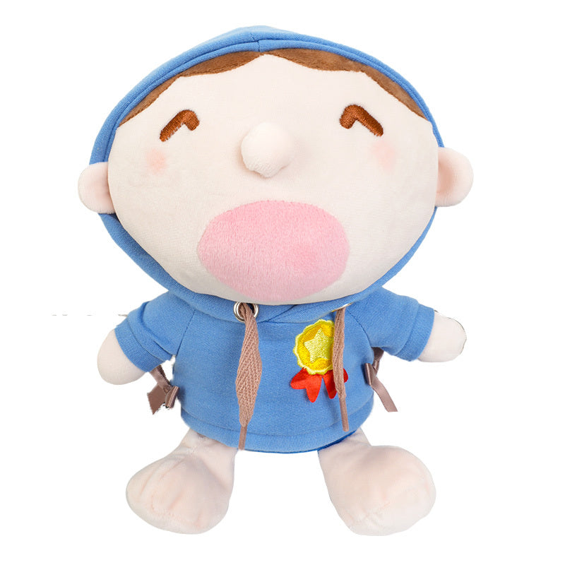 Close-up of embroidered details on the Sanrio mocha plush hoodie
