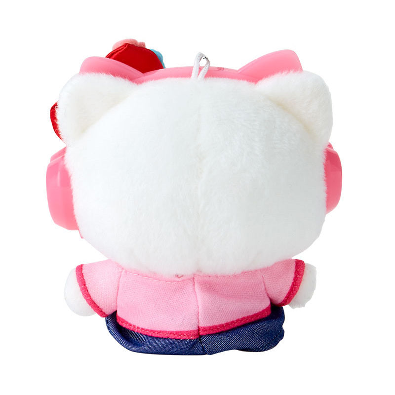 Hello Kitty plush keychain attached to a backpack or bag