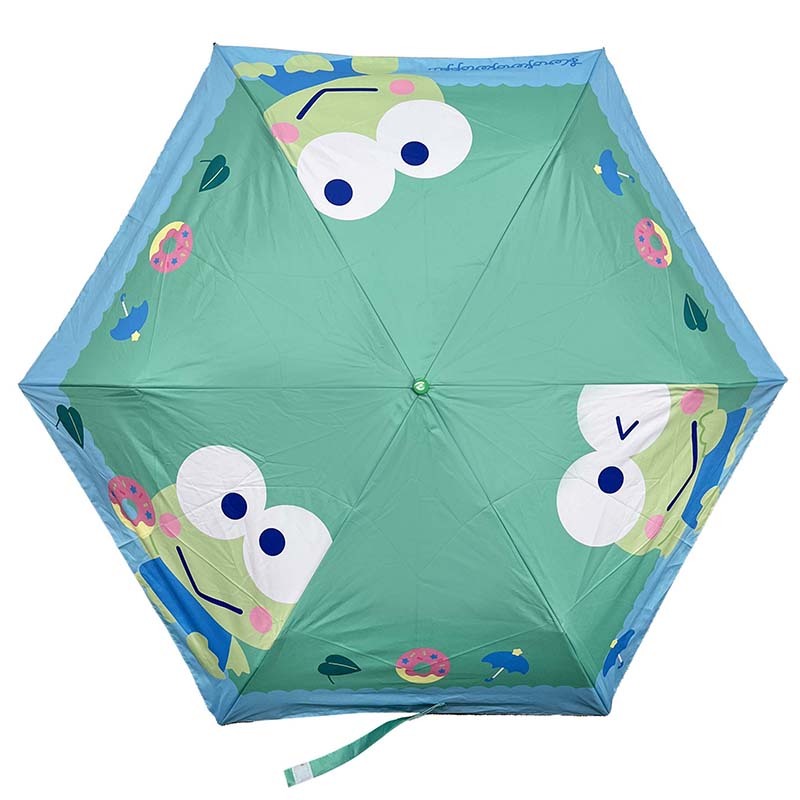 Travel-ready umbrella folded with carrying sleeve and hanging loop