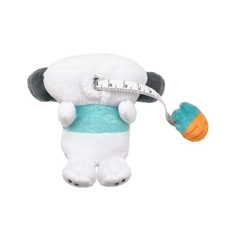 Pochacco plush measuring tape attached to a stationery kit, showcasing its cute design.