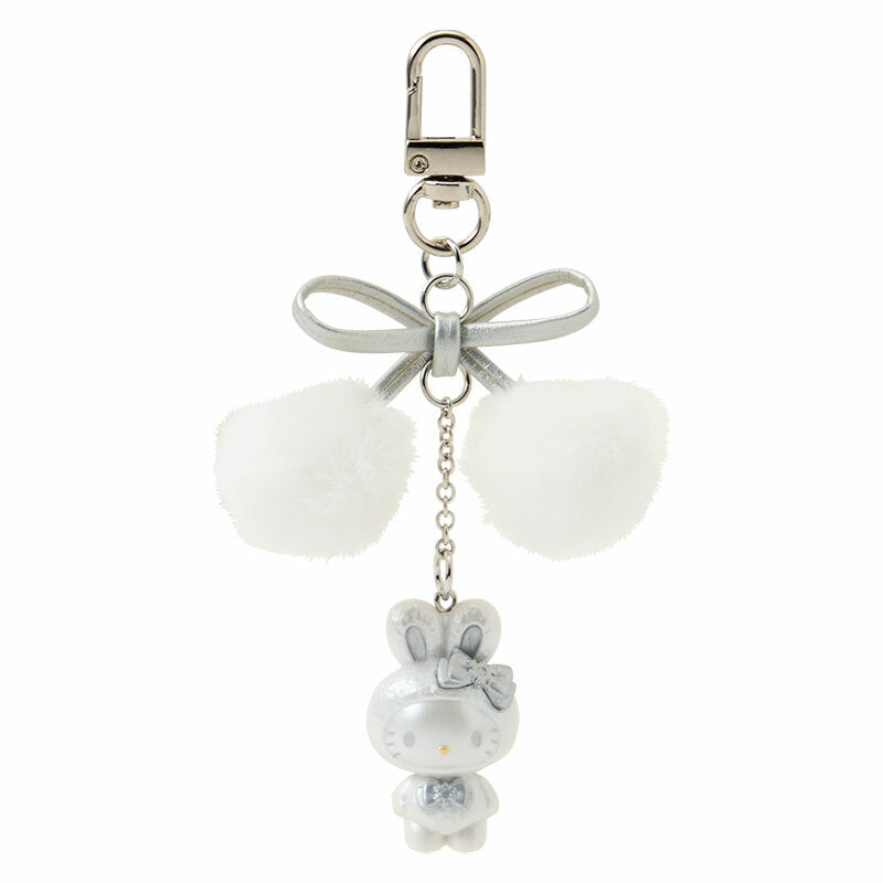 Hello Kitty snow bunny charm attached to a canvas tote bag