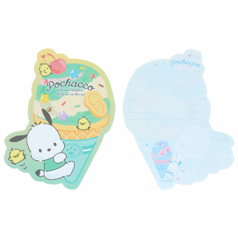 Sanrio stationery set featuring Pochacco and friends enjoying ice cream