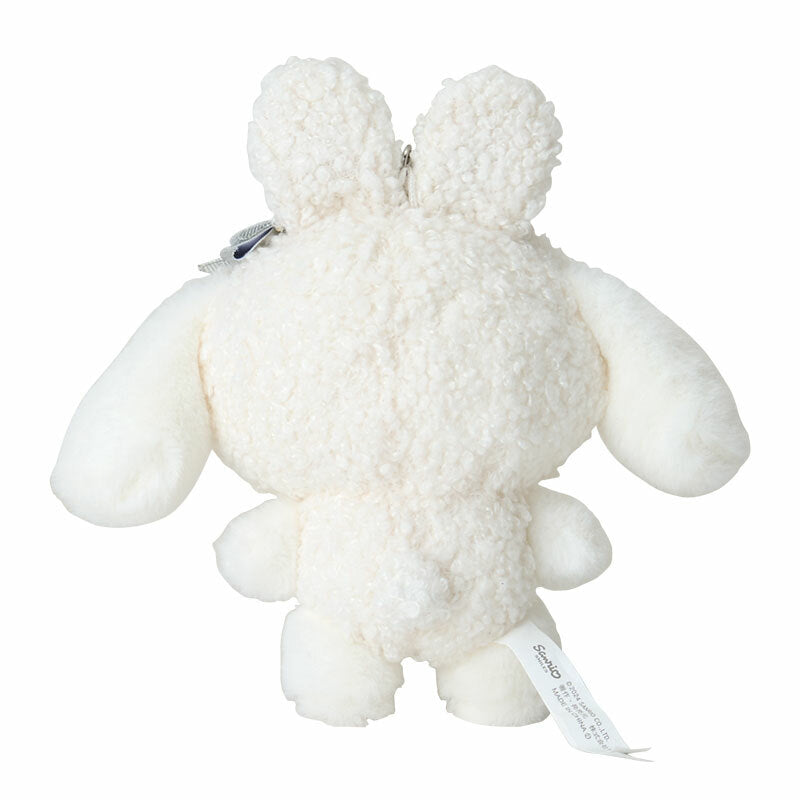 Close-up of the Snow Bunny plush charm highlighting its textures