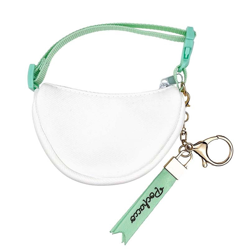 Pochacco bag charm being used as a kawaii car accessory on a rearview mirror
