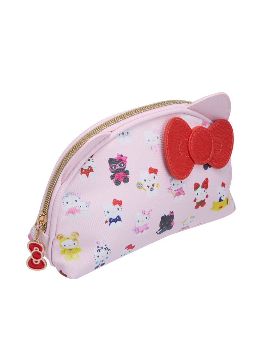 Interior view of the Hello Kitty pouch, highlighting pink lining.