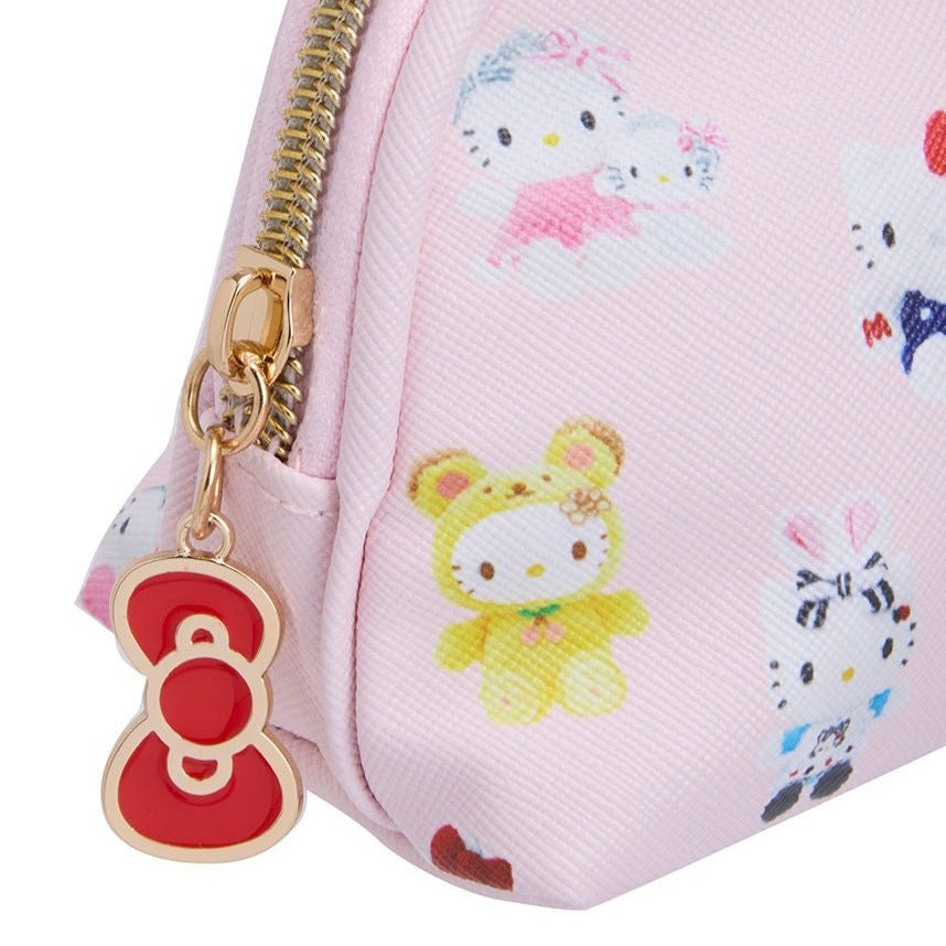 Side view showcasing the crescent shape of the zipper cosmetic bag.