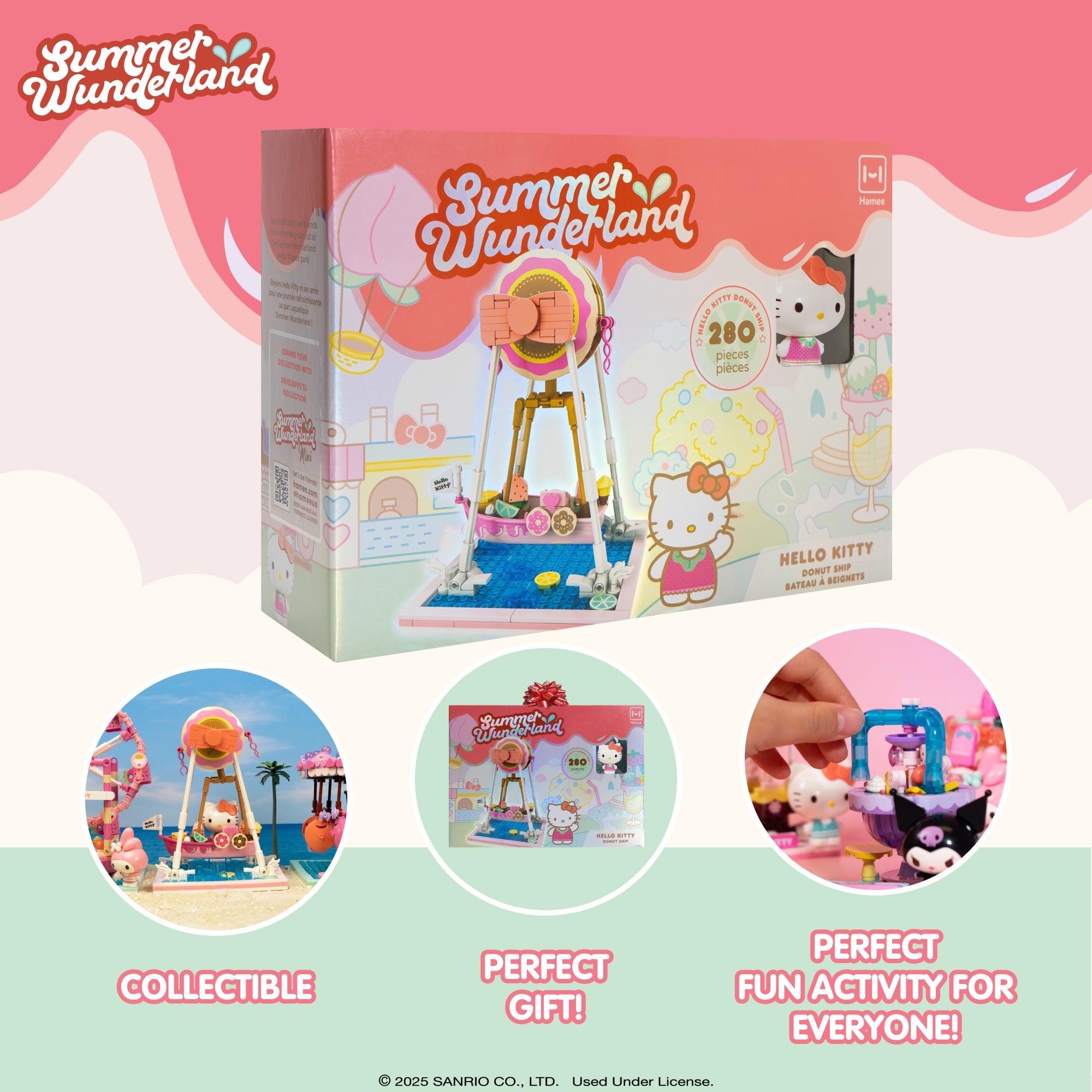 Hello Kitty theme park building blocks with ferris wheel and carousel